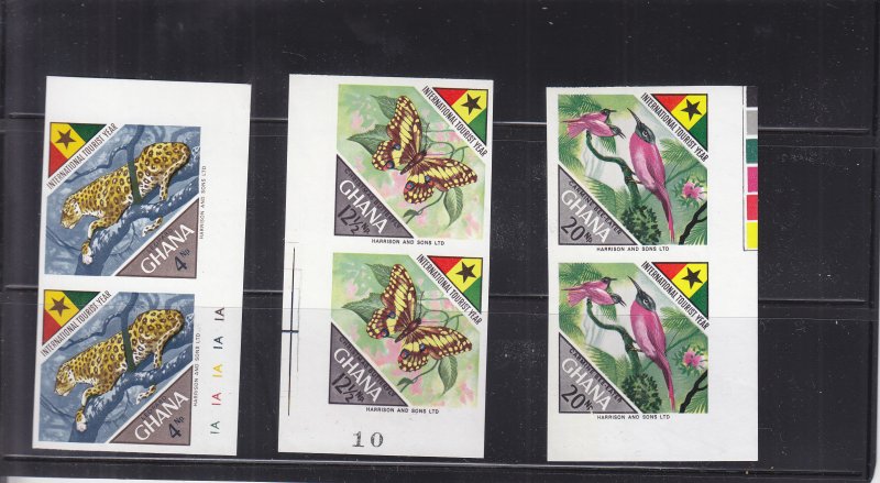 1967, Ghana: Sc #315-317, International Tourist Year, MNH, Imperf Pairs (S18145)