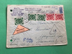 Germany 1952 tax stamp  cover A15494