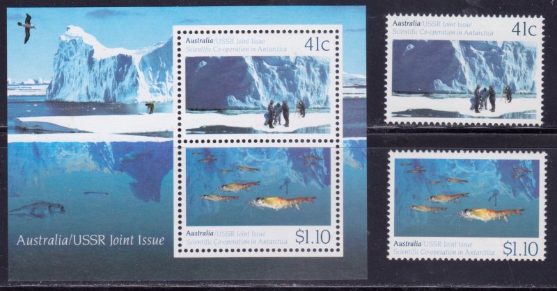 Australia, 1990, Antarctic Cooperation with USSR, s/s, Mi#1215-16,B11, MNH,++