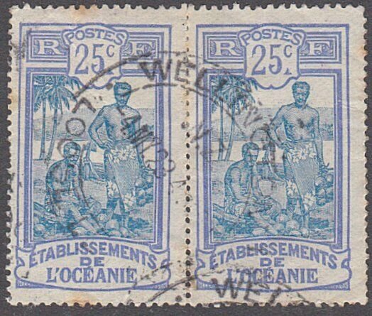 FRENCH POLYNESIA NEW ZEALAND 1924 25c(2) WELLINGTON LOOSE LETTERS cds.......5235