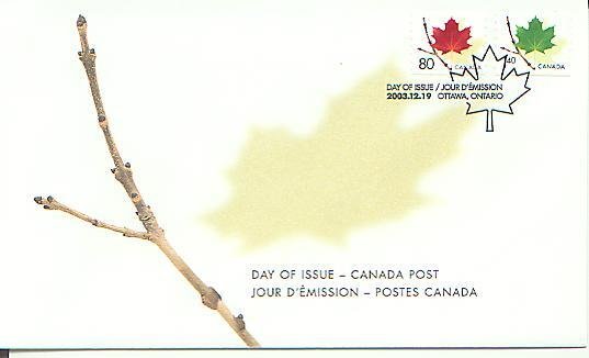 Maple Leaf on Twig, Canada FDC, 2003,  (CAFDC2009-10)