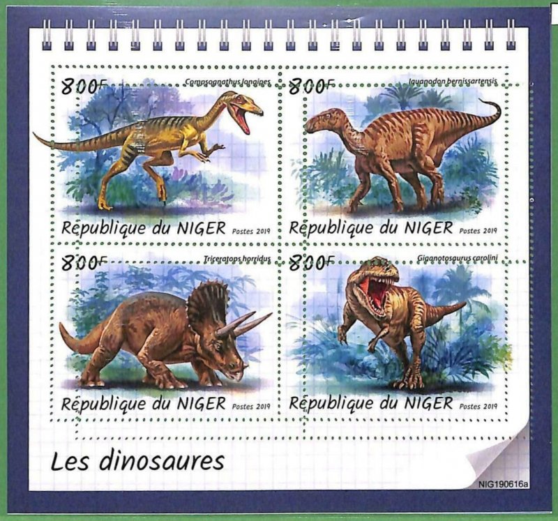 A2431 - NIGER - ERROR: MISPERF Miniature sheet - 2019 Dinosaurs, Prehistory