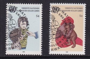 United Nations Vienna  #55-56  cancelled  1985 UNICEF