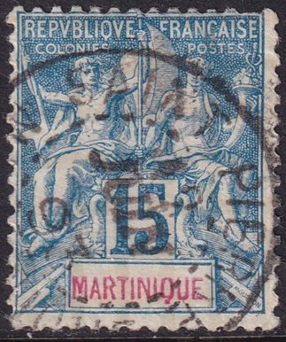 Martinique 1892 Sc 40 used Saint-Pierre cancel