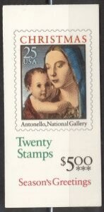 US Stamp #BK180 MNHUnexploded Booklet w/2 #2514b Christmas Madonna and Child P#1