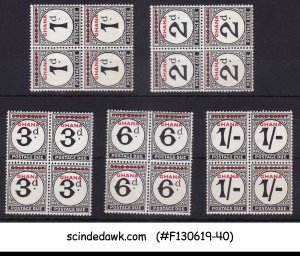 GHANA - 1958 POSTAGE DUE STAMPS SCOTT#J1-J5 - OVPT BLK OF 4 5V MNH