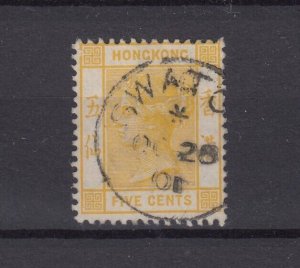 Hong Kong QV 1900 5c Yellow Used In Swatow SGZ930 Fine Used BP9822