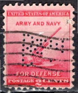 USA; 1940: Sc. # 900:  Used Single Stamp W/Perfins