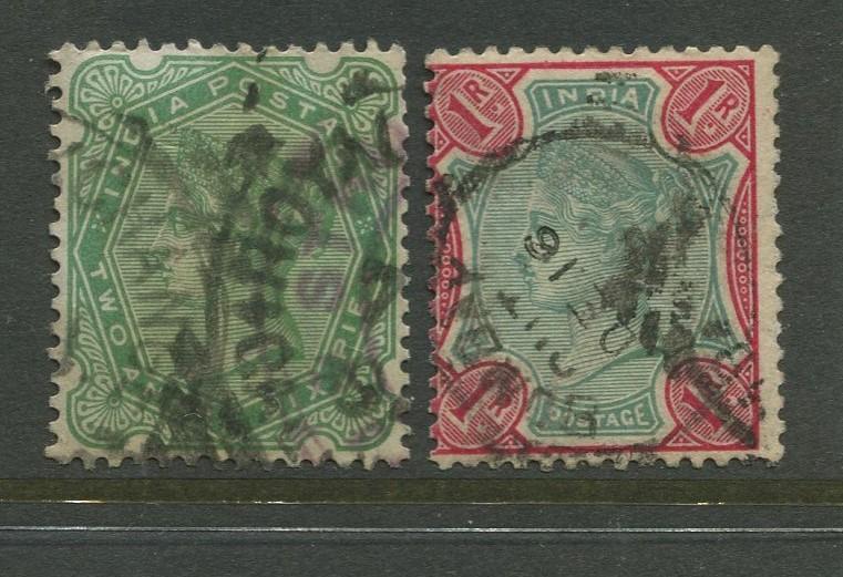 STAMP STATION PERTH India #48-49 QV Definitive Issue Used CV$4.00.