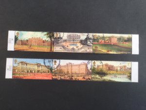 GB 2014. Buckingham Palace. Set of 6 used stamps. 2 horizontal strips.