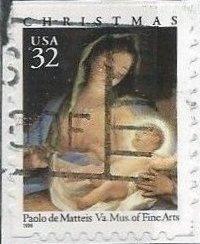 US 3107 (used on paper) 32¢ Christmas: Paolo de Matteis Madonna (1996)