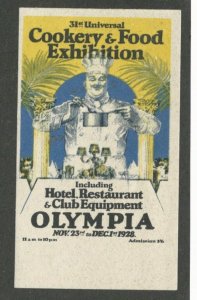 Universal Cookery & Food Exhibition 1928, Olympia,London, England, Poster Stamp