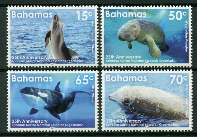 Bahamas 2019 MNH Stamps Marine Mammal Research Whales Manatees Animals 4v Set 