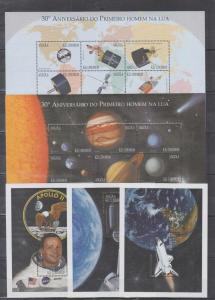 ANGOLA 5 SHEETS SPACE FIRST MAN MOON APOLLO XI COSMONAUTS