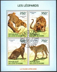 Ivory Coast 2014 Wild Cats Leopards Sheet Used / CTO