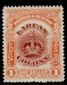 NORTH BORNEO - Labuan EDVII SG128a, $1 claret & orange M MINT. Cat £18. P 14½-15