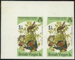 British Virgin Islands #523 American Kestrel Imperf Pair Birds Topical 1985 MNH