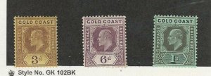 Gold Coast, Postage Stamp, #60-62 Mint Hinged, 1908-09, JFZ