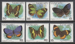 Vanuatu 346a-348b Butterflies Singles MNH VF