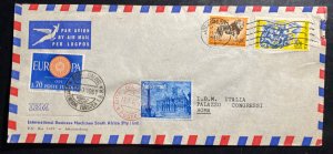 1961 Johannesburg South Africa Mixed Postage Airmail Cover to Rome Italy