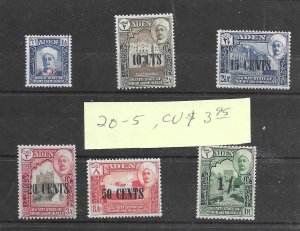 Aden #20-25 MNH - Stamp Set - CAT VALUE $3.95