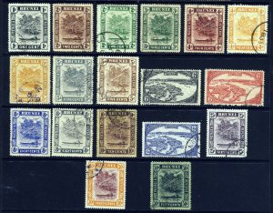 BRUNEI 1924-37 Brunei River Wmk Multiple Script CA Part Set SG 60 to SG 77 VFU