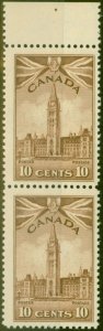 Canada 1942 10c Brown SG383 V.F MNH Vert Pair