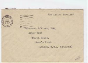 army post office on active service 1946  stamps cover ref r15961