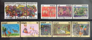 MALAYSIA 1971 National Issues 3 complete sets USED SG#84-94 M3729a#