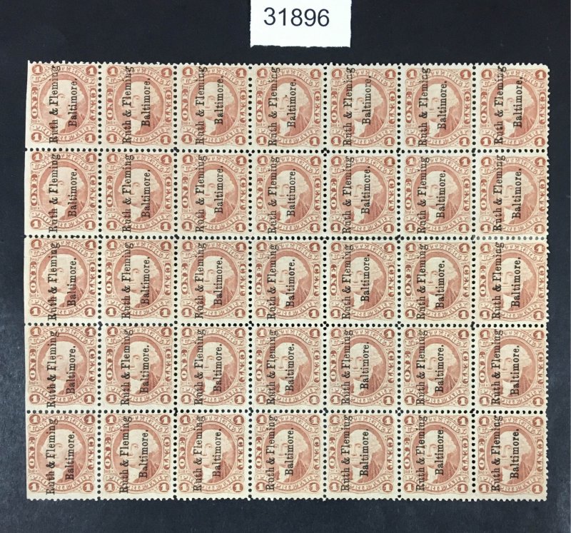 US STAMPS # R3c PRINTED CANCEL USED BLOCK OF 35 LOT #31896