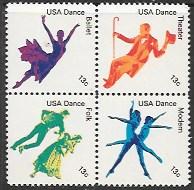 US #1749-52 MNH Block USA Dance.