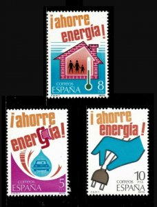 Spain 1979 - Energy Conservation, Electric, Oil - Set of 3v - Scott 2135-37 MNH