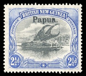 Papua 1906 Lakatoi 2½d black & ultramarine (C) MLH. SG 24. Sc 14.