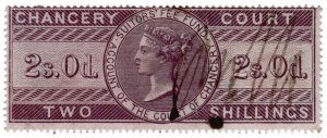 (I.B) QV Revenue : Chancery Court 2/- (1856) inverted watermark
