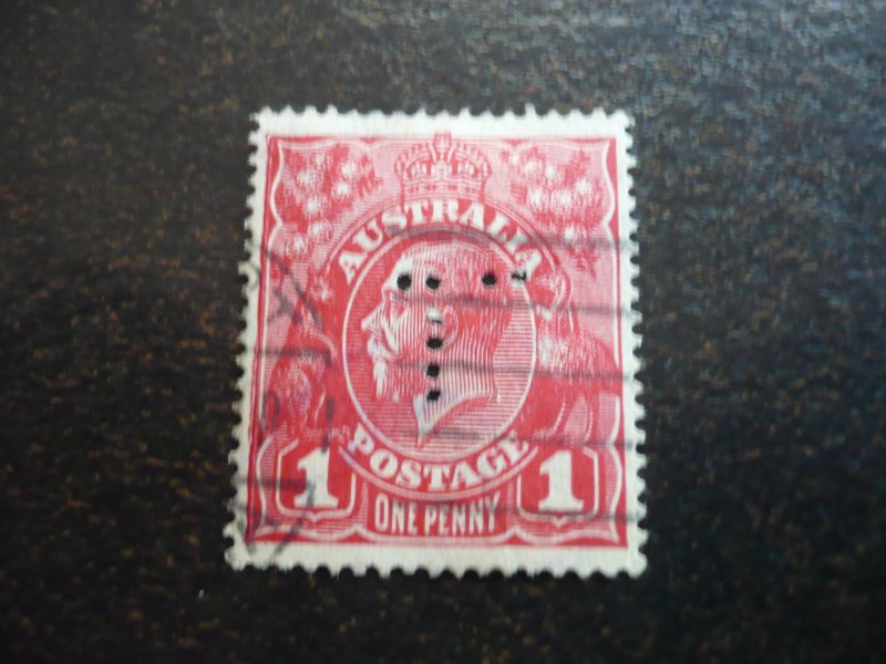 Stamps - Australia - Scott# 21 - Used Part Set of 1 Stamp - PERFIN