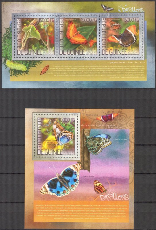 Guinea 2014 Insects Butterflies I sheet + S/S MNH