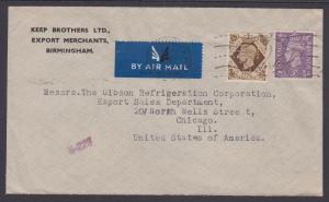 Great Britain Sc 248, 263 perfins B/KB on 1945 cover