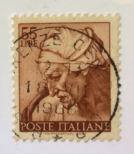 Italy 1961 Scott 822 used- 55 L, Head of Sibylle von Cumae by Michelangelo