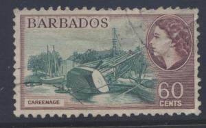 Barbados - Scott 245-  QEII - Definitive -1953 - FU -Single 60c Stamp