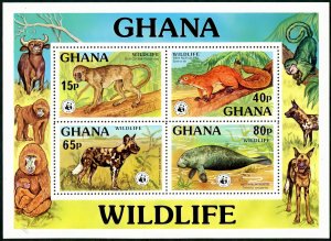 Ghana 1977 Sc#625 WWF WILDLIFE Souvenir Sheet Perforated MNH