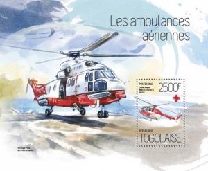 Ambulance Special Transport Medicine Red Cross Helicopters Togo MNH stamp set