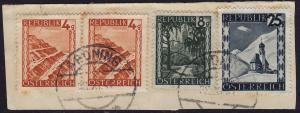 Austria - 1946 - Scott #356(2), 466, 484 - used on piece