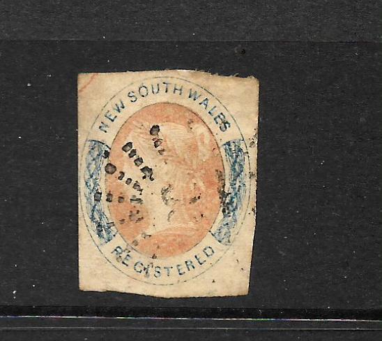 NEW SOUTH WALES 1856-59    6d  REGISTERD  QV   FU  SG 103 ...