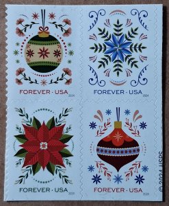 United States #5941-5944 #5944a (73c) Holiday Joy MNH block of 4 (2024)