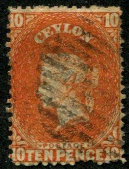 Ceylon SC#56a / SG#58b Victoria, 10d, SG wmk 5 (see below)