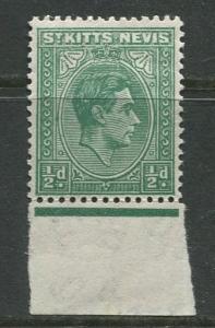 St. KITTS-NEVIS-Scott 79- KGVI-1938- MNH -WMK 4- Green -Single 1/2p Stamp