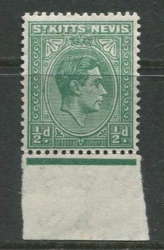 St. KITTS-NEVIS-Scott 79- KGVI-1938- MNH -WMK 4- Green -Single 1/2p Stamp