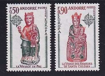 Andorra French  #232-233  MNH  1974   Europa  Virgin of Pal   carvings