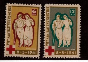 NORTH VIET NAM Sc 156-7 NH ISSUE OF 1961 - RED CROSS