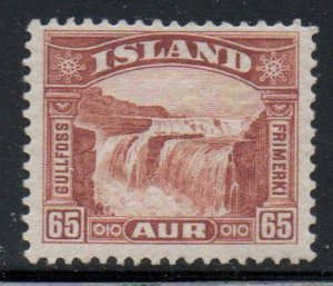 Iceland Sc 174 1931 65 aur red brown Gullfoss stamp mint